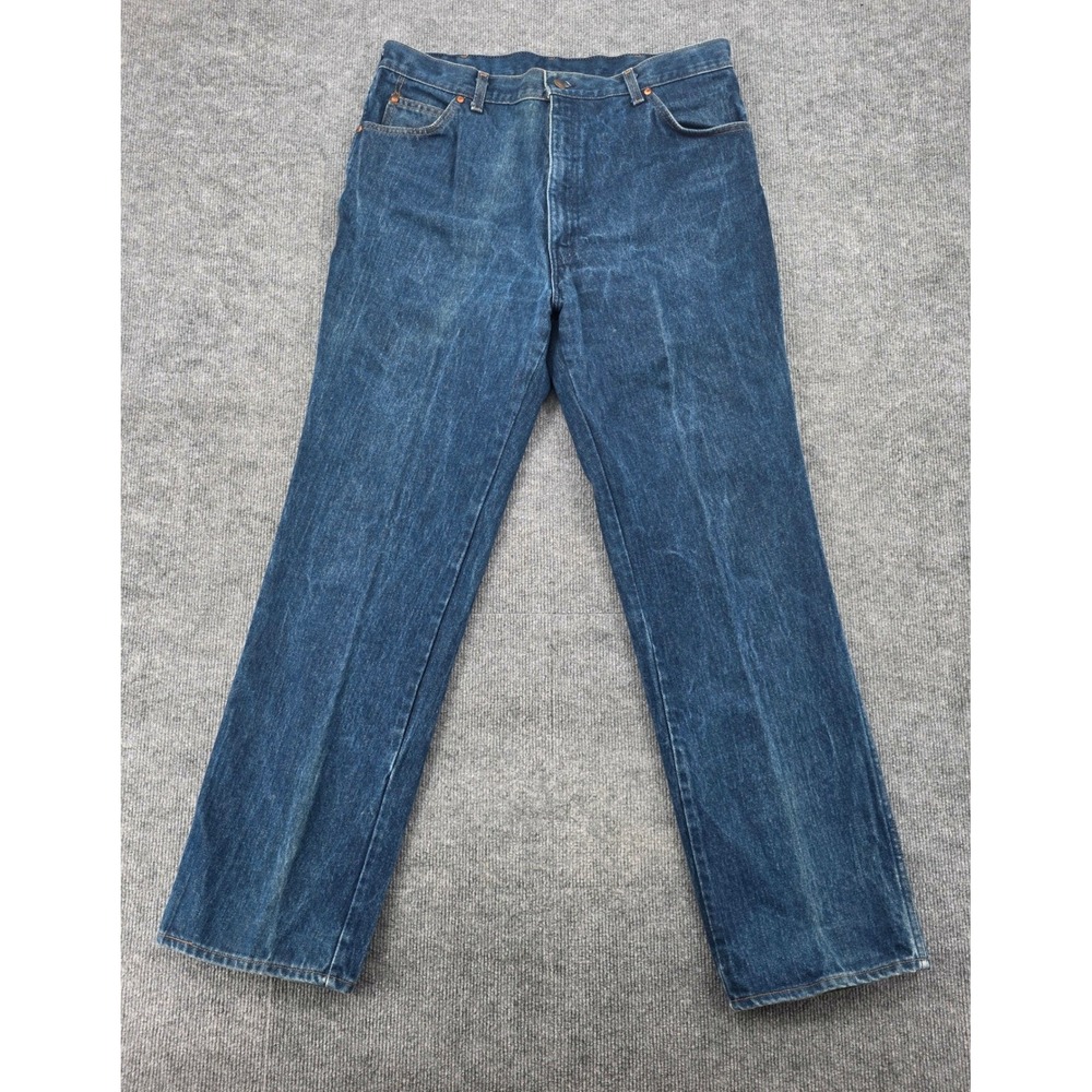 VTG 80s Levis 557 For Cowboys Jeans Mens 38x32 Blue Blank Tab Made in USA Denim